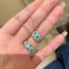 Thousand Gold Sense Paraiba Aquamarine Necklace Women's Exquisite Retro Light Luxury Premium Sense Full Diamond Passepartout Collarbone Chain