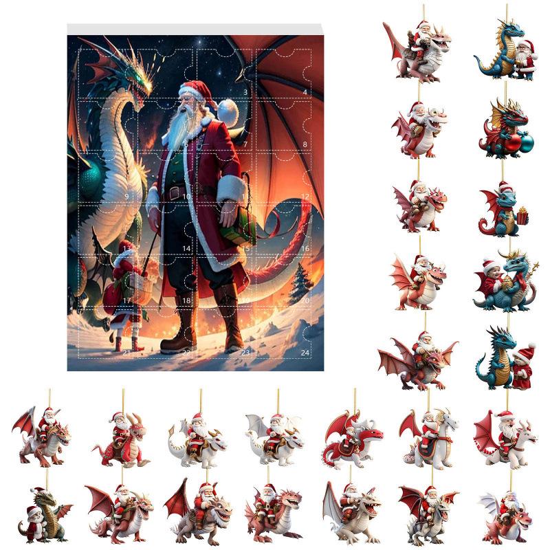 New Christmas Advent Countdown Blind Box: 24 Days of Christmas Tree Ornaments with Dinosaur Pendants