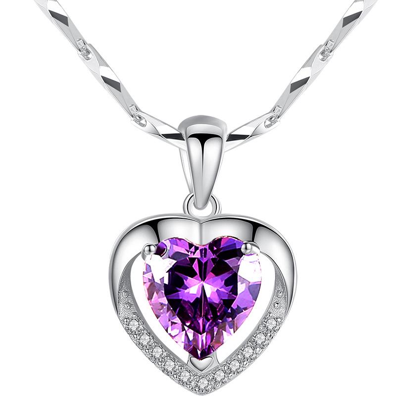 

Ожерелье с подвеской в виде сердца из циркона, стерлинговое серебро S999, женские простые элегантные украшения высокого класса Sterling Silver 999