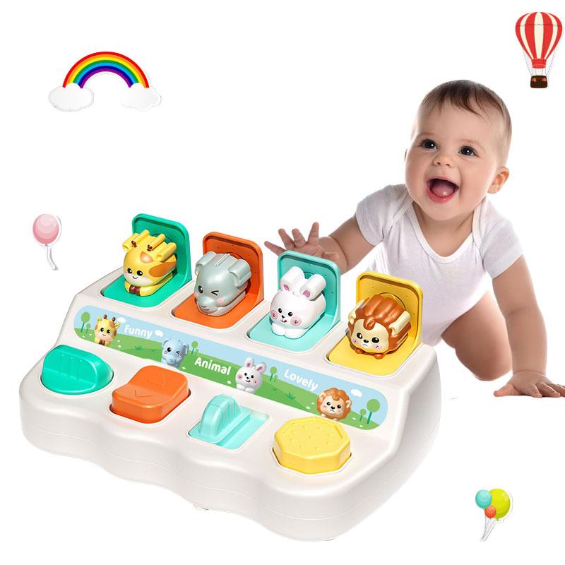 1 Stück Tier-Pop-Up-Spielzeug mit Peekaboo-Schaltern, Frühe pädagogische Lernaktivität für Kleinkinder Baby kognitives Training