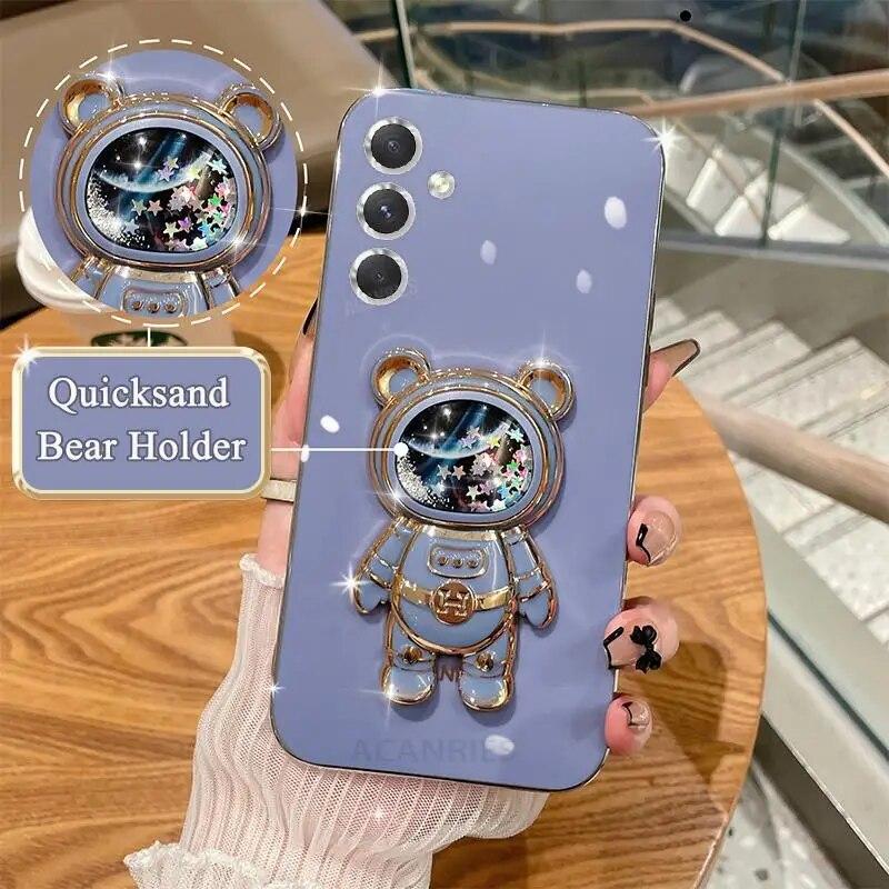 

AM 54 14 23 52 Блестящий чехол с держателем зыбучих песков для Samsung Galaxy A54 A34 A14 A24 A04s M54 M14 M23 силиконовый чехол-подставка A82 5G синий/серый