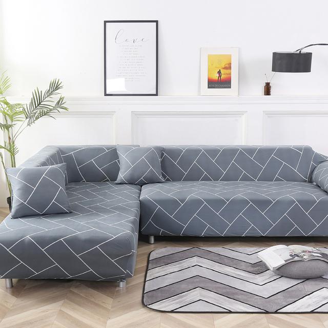 Geometric Corner Sofa Covers For Living Room Elastic Spandex Slipcovers Couch Cover Stretch Sofa Towel L Shape Need Buy 2pieces