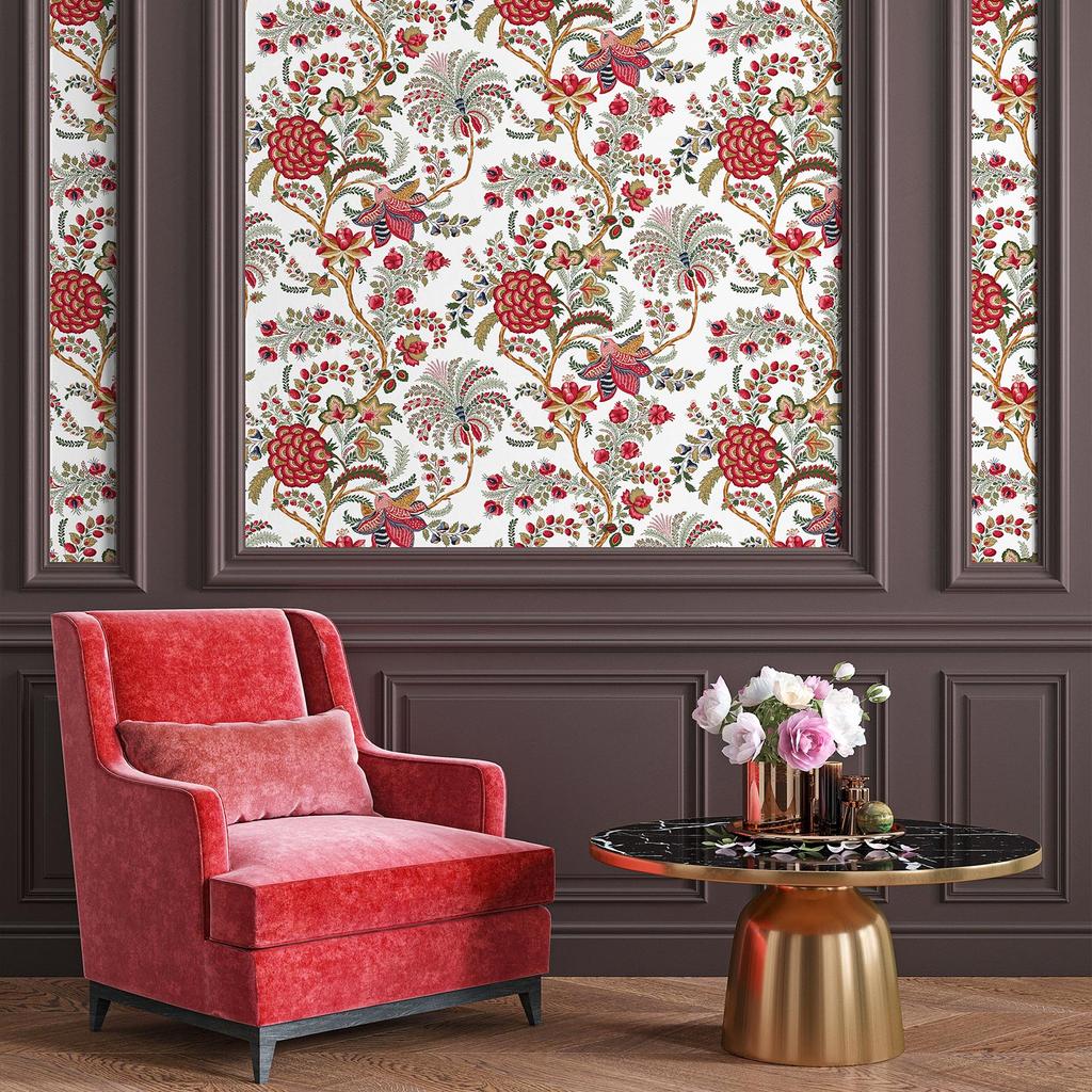 Red Flower Peel And Stick Wallpaper Vintage Floral Self-adhesive PVC Wallpaper Vinyl Furniture Cabinet Sticker For Living Room