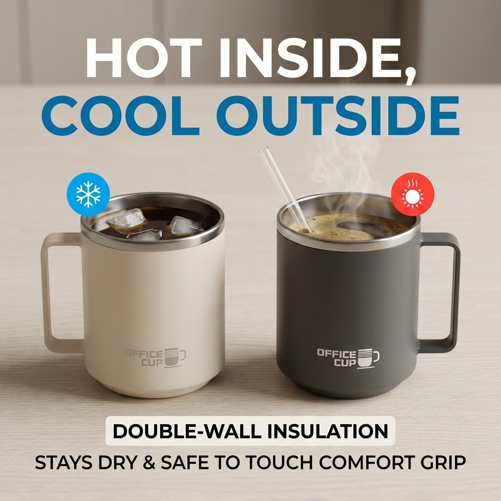 Double-Layer Insulated Coffee Mug Portable 304 Stainless Steel Drinking Cup Durable Sealed Coffee Cup Tumbler For Students Adult