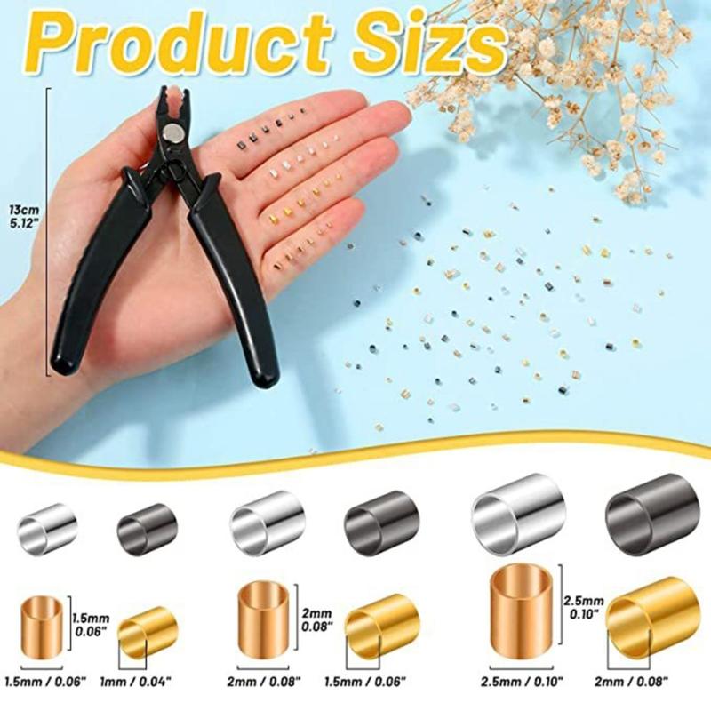 2200pcs Crimp Beads Set Crimp Tubes with Crimping Pliers Spacer Beads End Cap Jewelry Making Accessories Durable