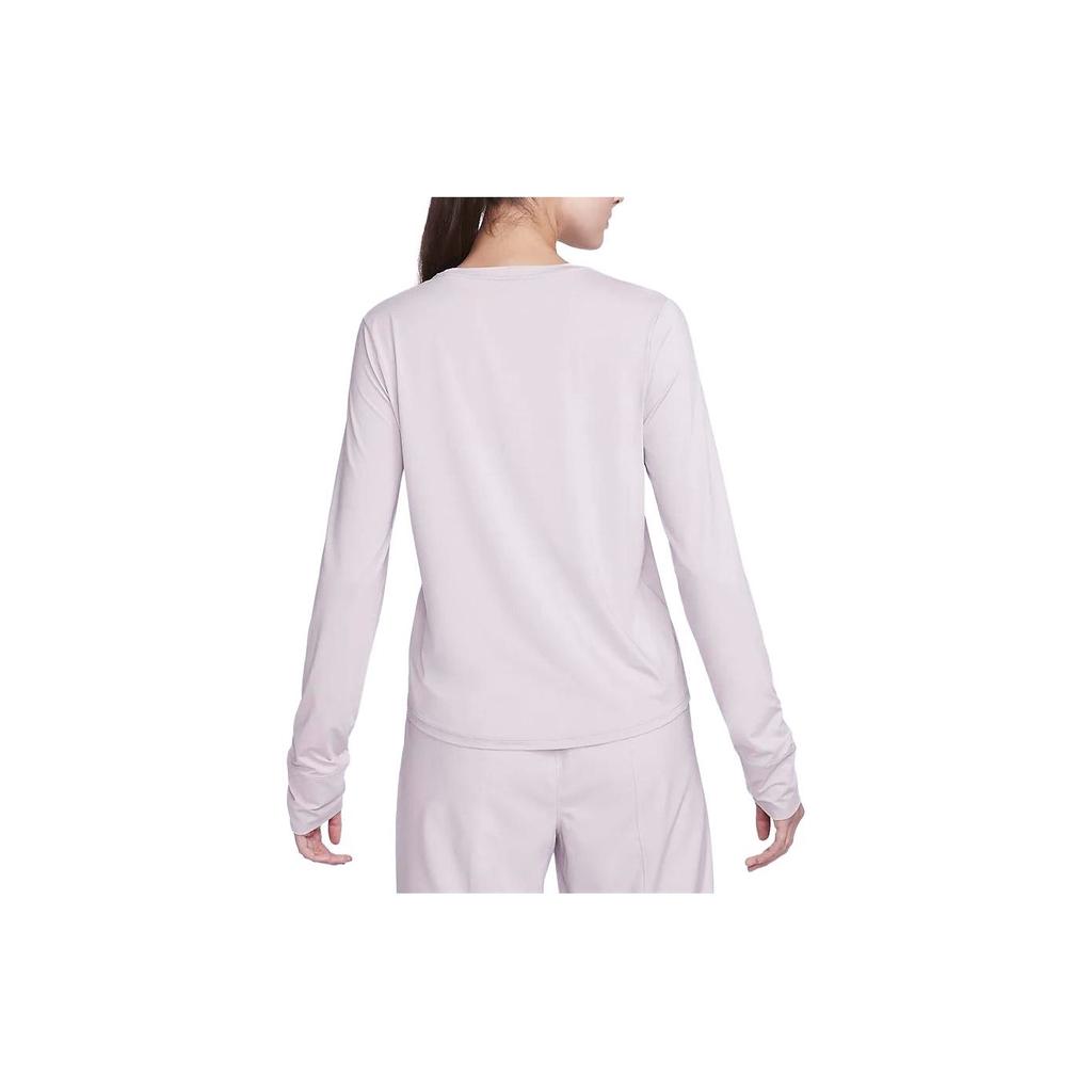 Nike Solid Color Round Neck Casual Long Sleeve T-Shirt Women Tops Grey Purple FN2802-019