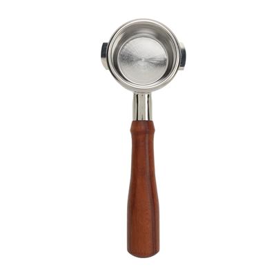 פורטאפילטר קפה 58 מ"מ 304 נירוסטה 2 אוזניים מחזיק מסנן ללא תחתית פורטאפילטר עם עץ