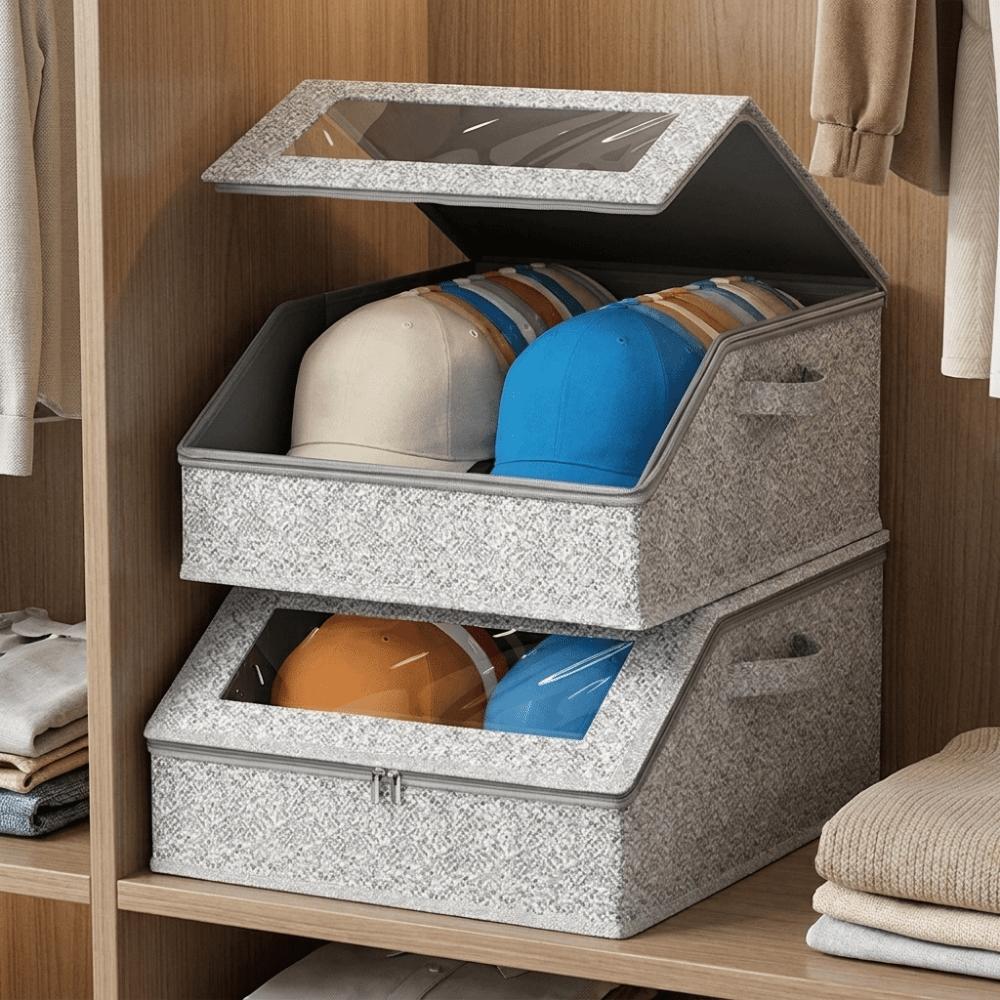 Clear Window Baseball Cap Storage Box Dust-proof Ball Cap Storage Organizer for Home Storage