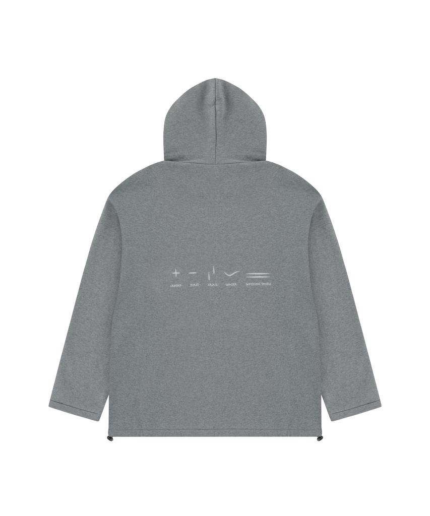 Embroidery Oversized Long Hoody_Gray