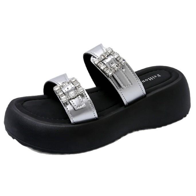 One-word Drag Women 2025 Summer New Versatile Comfortable Lightweight Thick-soled Outer Wear Fashionable One-pedal Casual Cool Slippers
