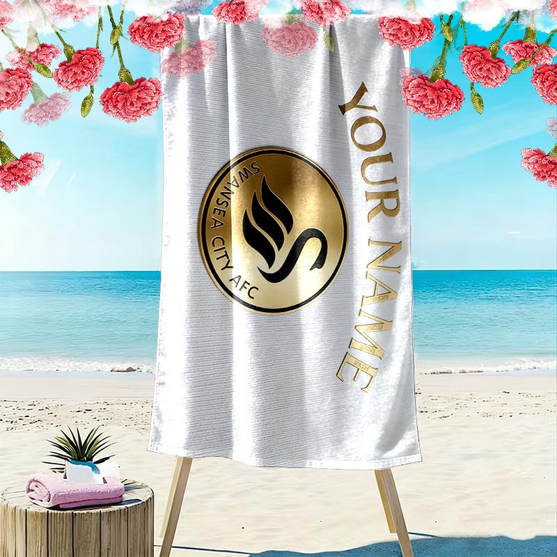 Swansea City A.F.C Print Beach Towel, Large Soft Quick Dry Towel for Beach Camping Swimming