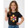 Girls Harmony Day Theme Print Crewneck Casual Short Sleeve Tee