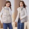 Short Hooded Down Cotton Vest Women's Autumn and Winter New Loose Versatile Cotton Vest Outer Wear Cotton Vest