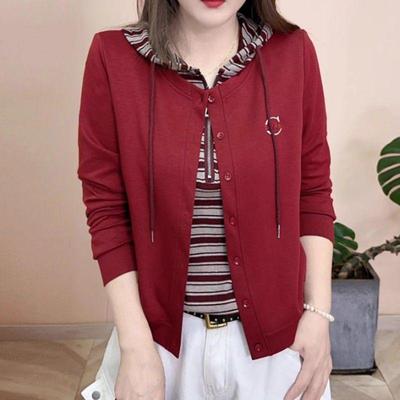 Chic Striped Layered Look: Women's Hooded Sweatshirt for Fall 2025