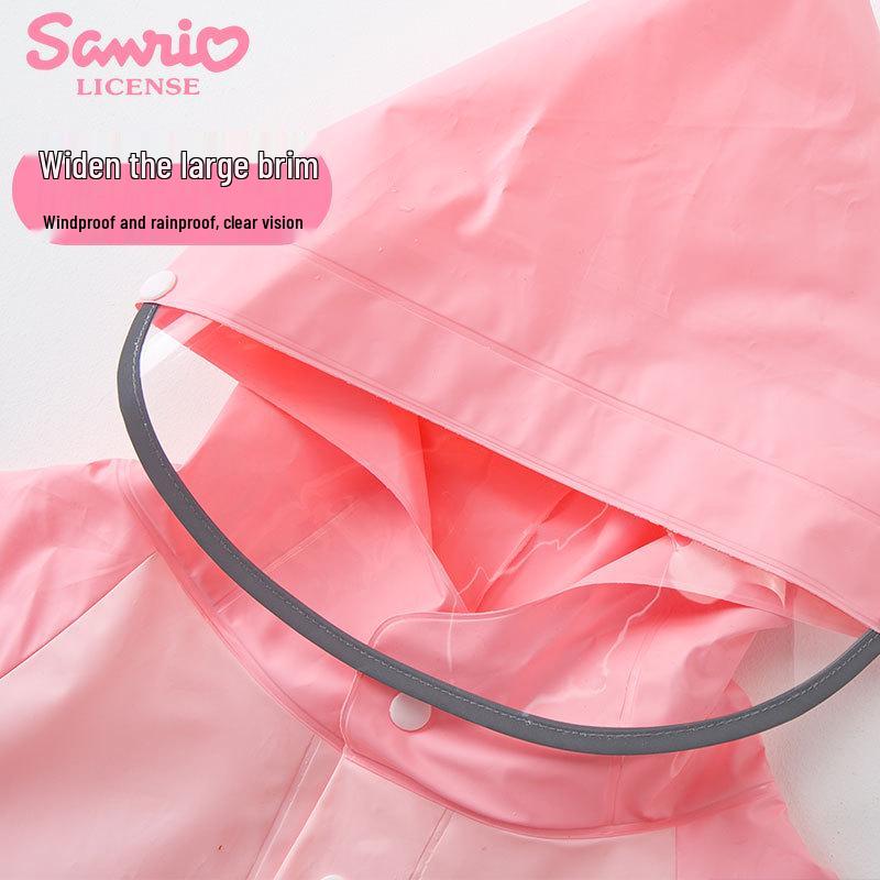 Sanrio Super Süßer Kuromi Regenmantel für Kinder mit Rucksackfach, Großer Schirm, Perfekt für Grundschul- und Kindergartenkinder.