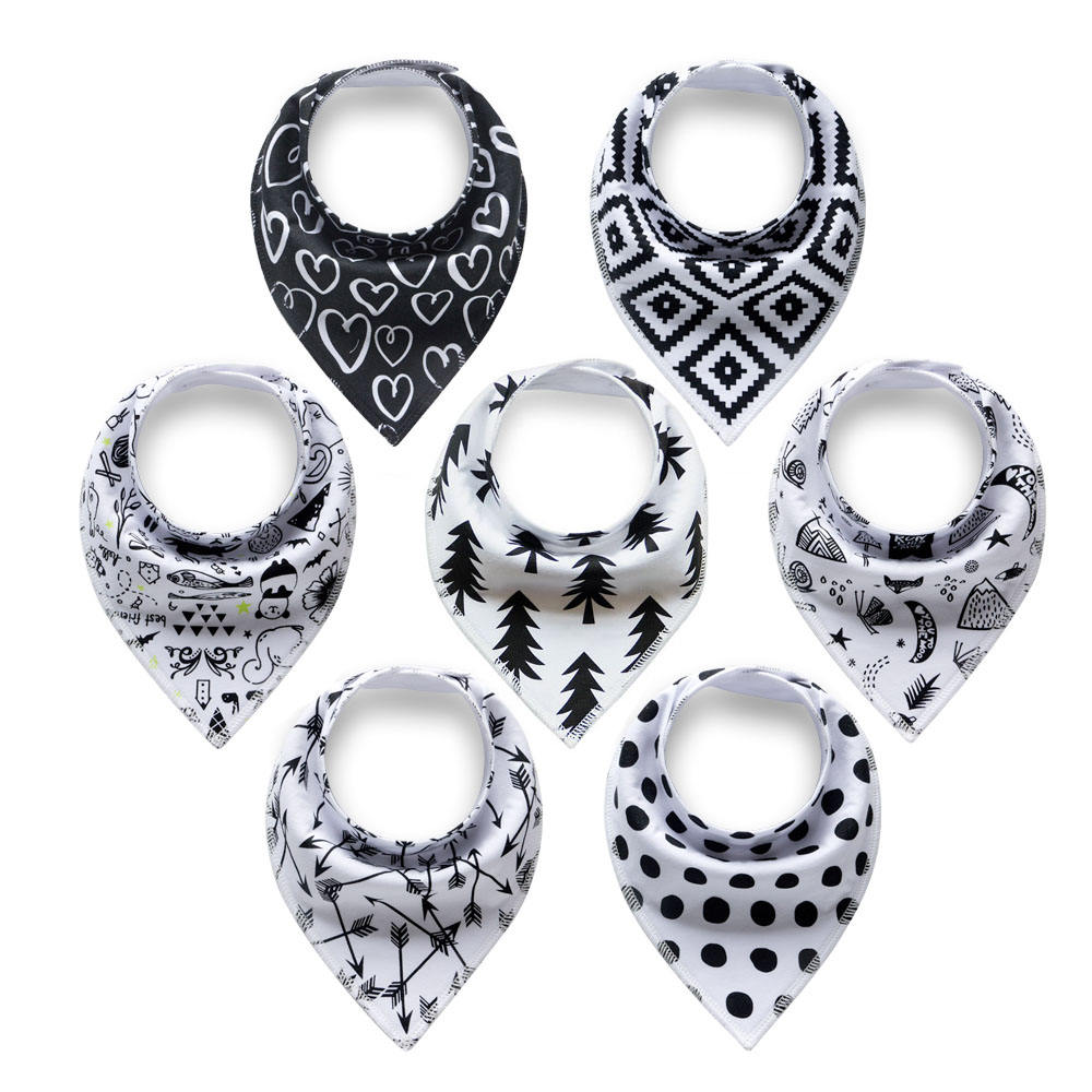 

OA 30 Days Printed Custom Amazon Wholesale GOTS Certified Waterproof Bamboo Bib Organic Cotton Triangular Baby