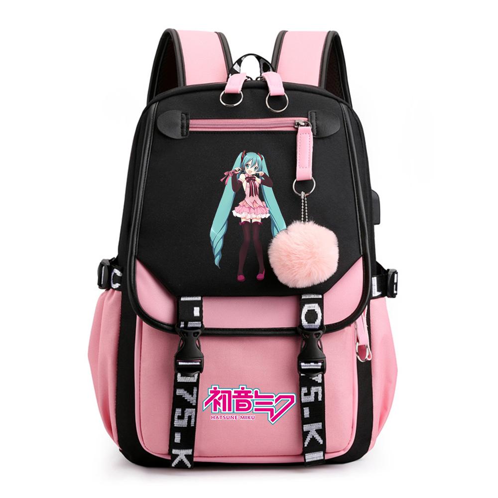 Anime Hatsune Miku Potisk Batoh Školní taška pro Teenagera Studenta Dívku Chlapce Taška na knihy Velká kapacita vodotěsný Cestovní taška Dárek Ruksak