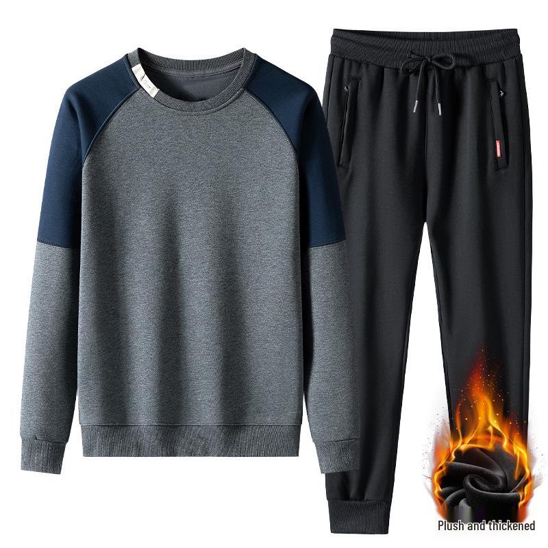 Men's Casual Sportswear Set: Autumn/Winter Trendy Plus Velvet Hoodie and Loose Pants