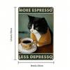 Vintage More Espresso Less Depression Metal Wall Art Weatherproof Rustproof UV Resistant 2D Flat Unframed Poster Durable Tin Sign