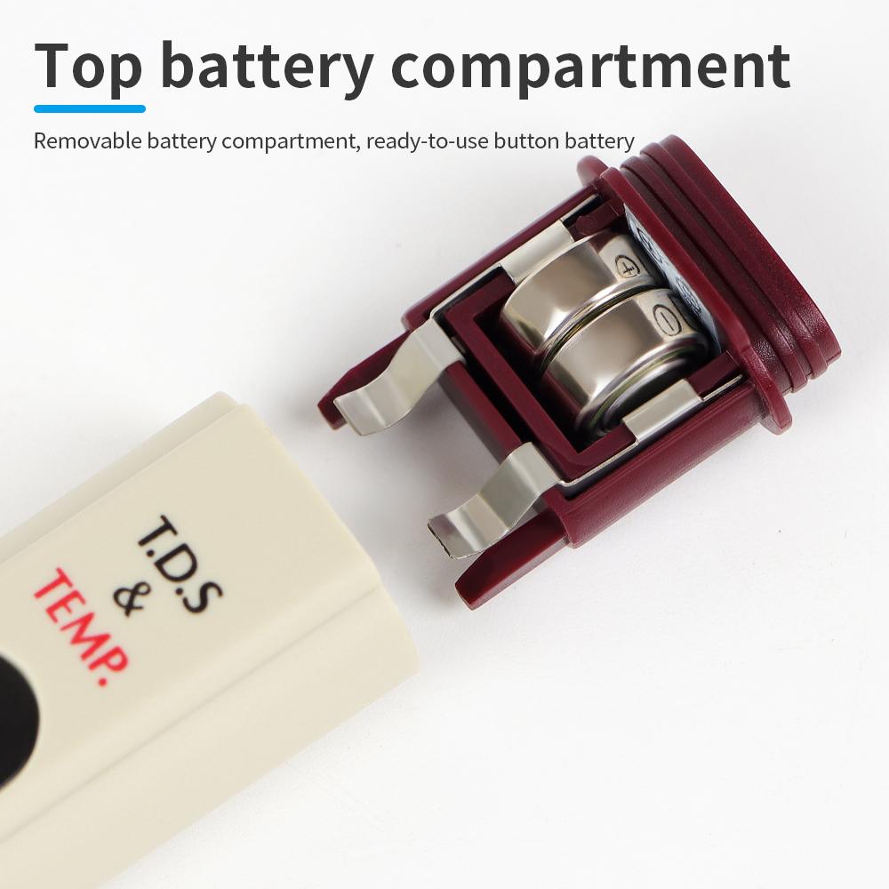 2 in 1 Wasserqualitätsmessgerät Tragbares TDS Temp Teststift LCD-Anzeige Titanlegierungssonde für Trinkwasser Aquarien Pools