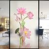 No Glue Privacy Windows Film Decorative Chinese Flower Painting Stained Glass Static Cling Frosted Window Stickers