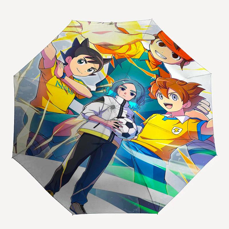 1 Stück Captain Tsubasa Outdoor-Regenschirm - Automatisches Öffnen/Schließen, Tragbares 3-fach faltbares Design mit 8-Speichen-Eisenrahmen - Perfektes Geschenk für Fans, Reisende, Da