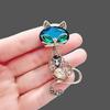 Fashion Korean Rhinestone Cat Pendant Brooches For Women Gold Color Animal Pins Crystal Corsage Daily Accessories