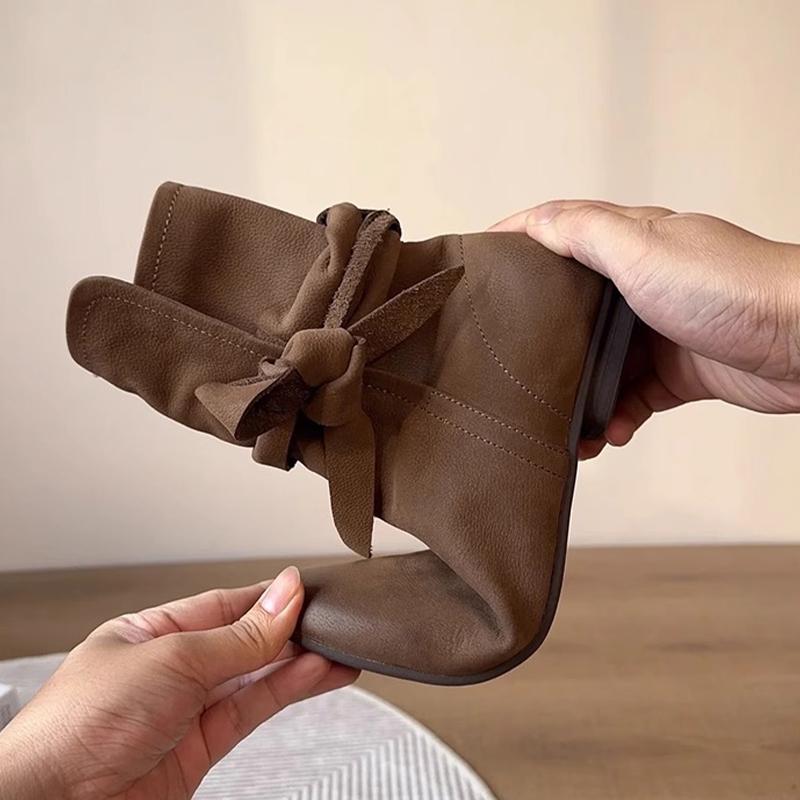 Ankle Boots for Women Flats Leather Shoes Designer Winter 2024 Trend New Casual Soft Cozy Walking Shoes Woman Chelsea Snow Botas