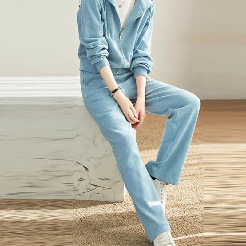 

Qingdao Export Counter New Arrival Big Sale Leak Detection 2025 Accessible Luxury Casual Younger Fashion Sportswear Suit Two-piece Set Headroom Blue S