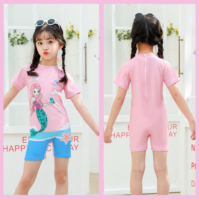 Cartoon Quick-Drying One-Piece Swimsuit for Toddlers and Girls, Korean Style Hot Spring Swimwear
