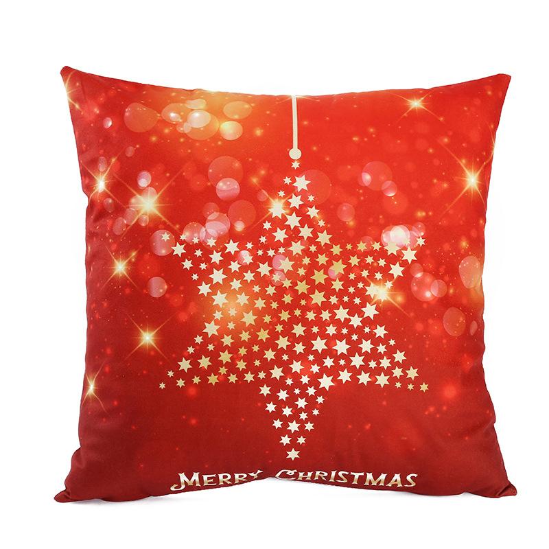 New Pillowcase Christmas Super Soft Red Simple Cute Santa Claus Print Cushion Home Cushion