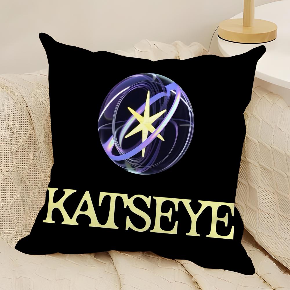 Kpop Style Eyekons Kpop Style Band K-Katseye 3 Pillow Case Natural Linen Double-Sided Printing Sofa Home Decor Cushion Cover