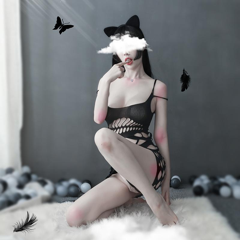 Sex underwear Sexy suspenders, hollowed out, mesh open-file one-piece stockings, mesh skirt one-piece socks