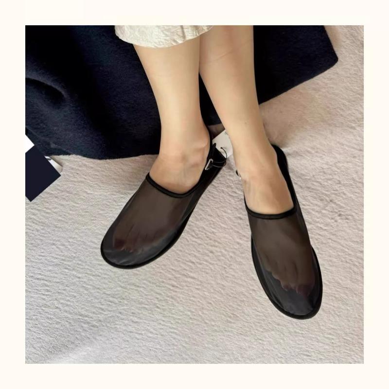 Модные новые летние женские туфли из сетчатой ткани с круглым носком и открытой пяткой — фото 5