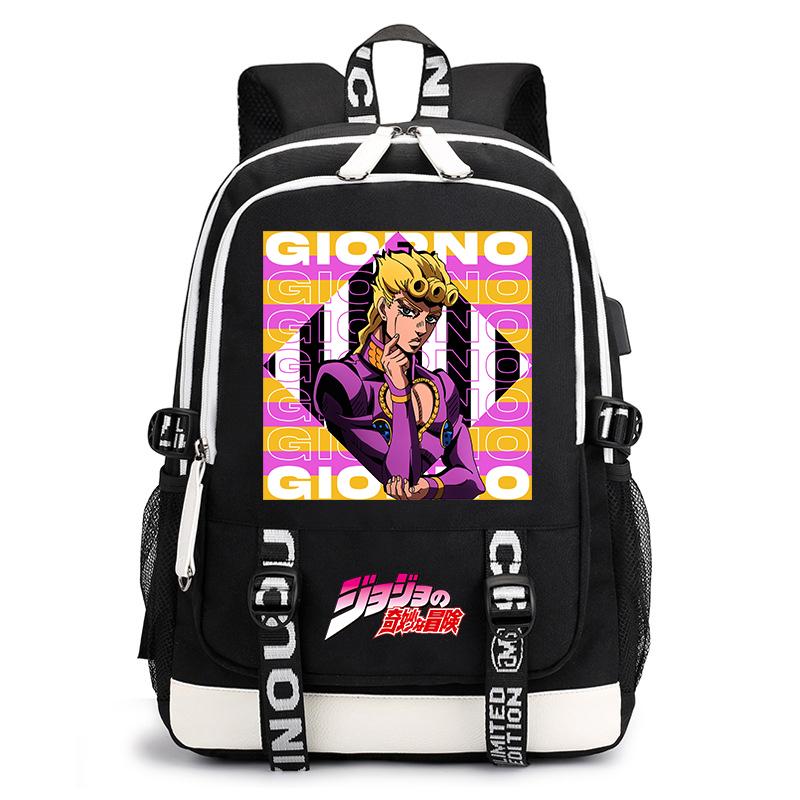 Anime JoJo Print Lightweight Student Backpack Casual Daypack for Teen Kids Junior School Bag