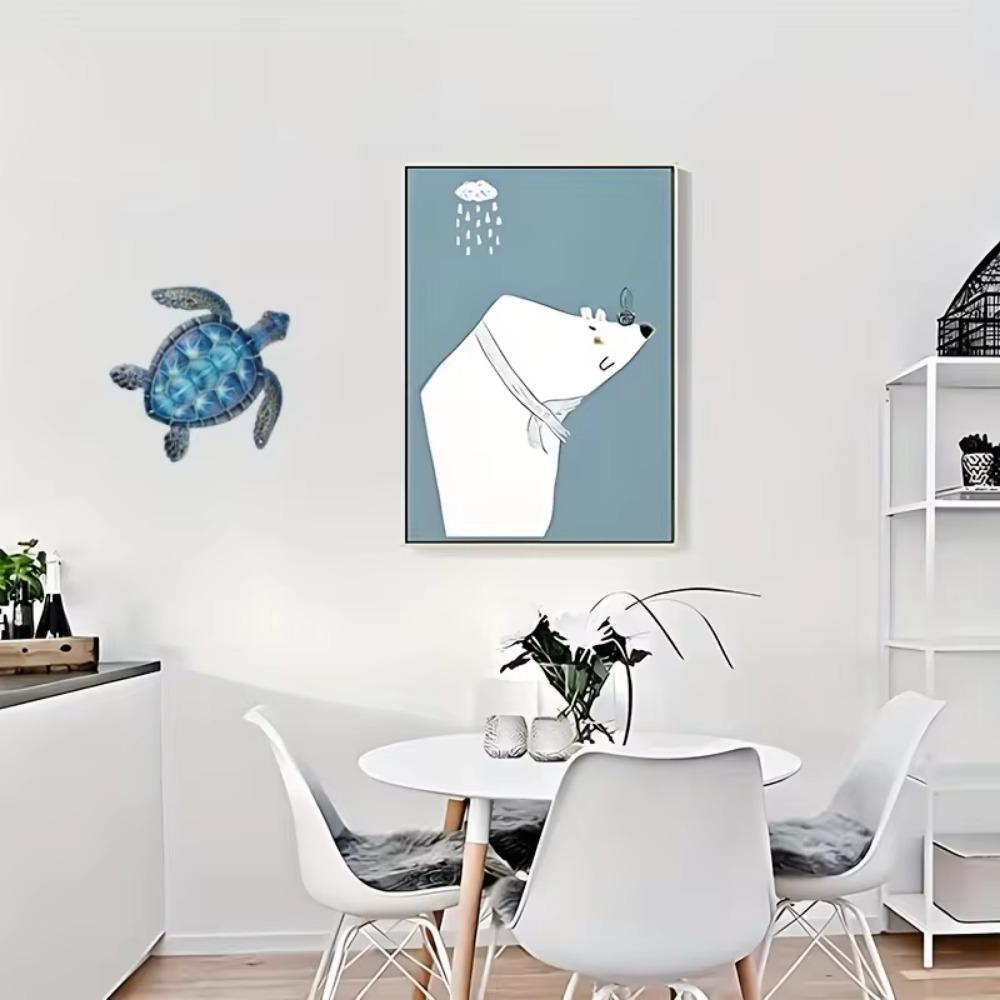 1 Stück Blaue Meeresschildkröte aus Metall, Wanddekoration – Kunstdekoration, Geschenk für Schildkrötenliebhaber, Zuhause