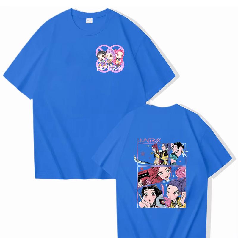 

16 Colors Movie KPop Demon Hunters Rumi Mira Zoey Graphic Tshirts Men Women Korean Fashion Trend Streetwear Unisex Casual T-shirt XXS синий