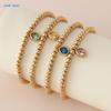 MHS.SUN Stainless Steel Gold Plated 12 Months Birthstone Beaded Bracelets For Women Men Zircon Water Droplet Charm Trend Jewelry
