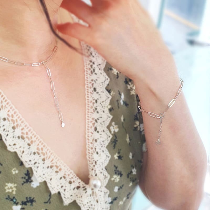 

RACOHA RACOHA silver Clip chain bracelet RACOHA silver clip chain simple bracelet silver