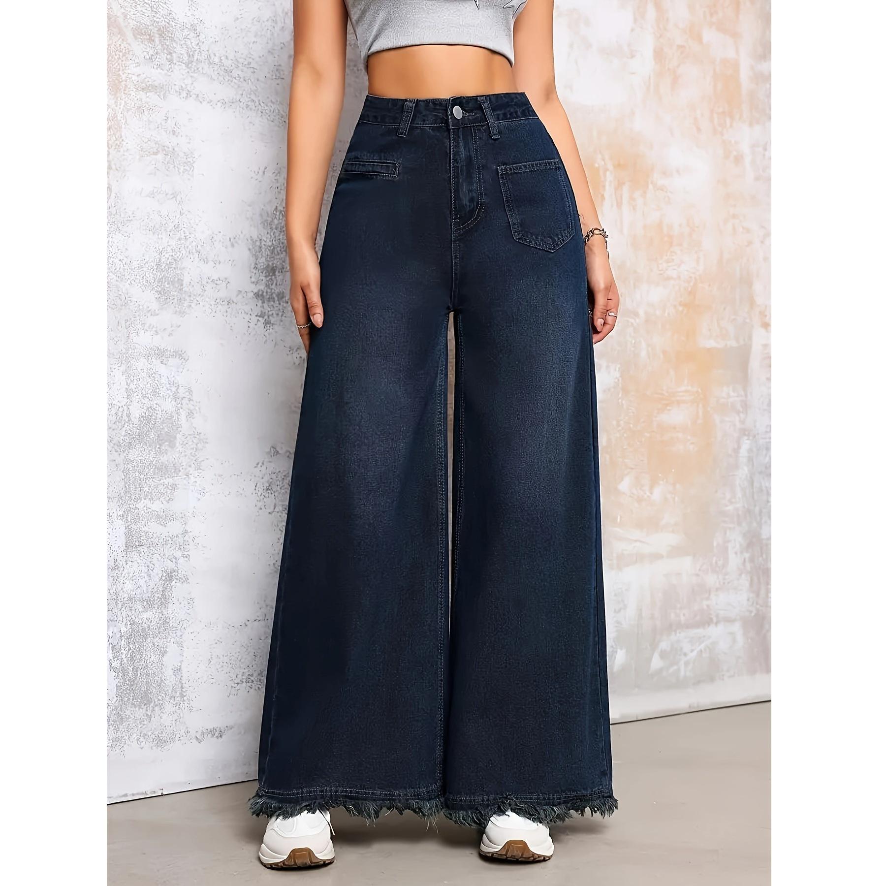 Women s Plus Size Casual Wide-Leg Stretch Denim Jeans 5XL