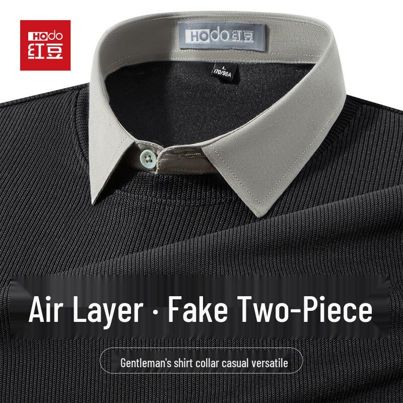 Hodo Men s Faux Two-Piece Shirt Collar Sweater 2XL
