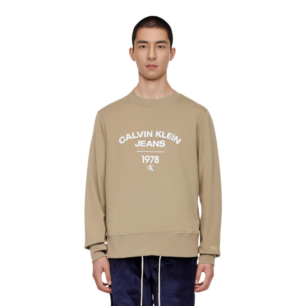 Calvin Klein Letter Print Fleece Hoodie Men hoodies Khaki J30J324210-PF2