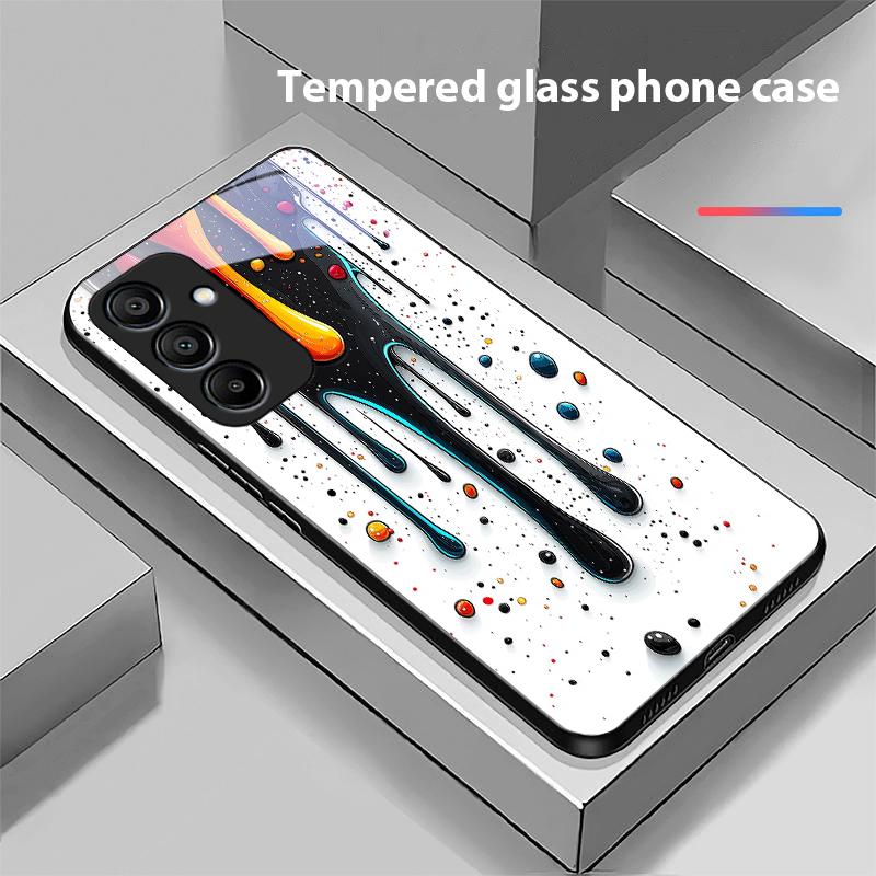 Color Ink Dot White For Samsung Galaxy A15 5G 54 4G 51 50 24 35 90 71 12 51 53 52S 80 22 34 Black Tempered Glass Phone Case