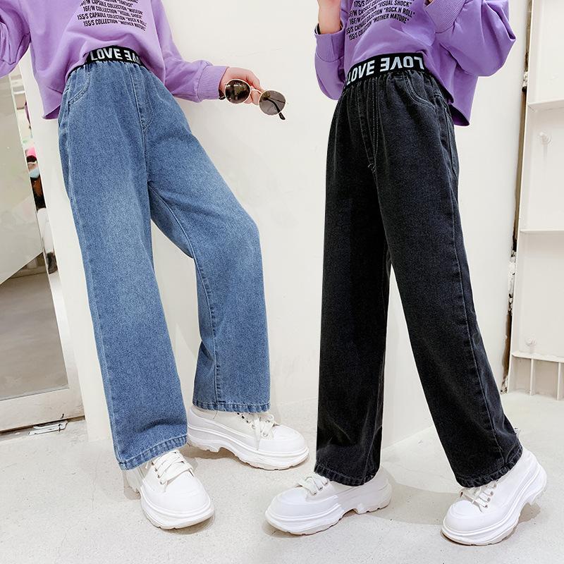 Spring Autumn Teen Girls Denim Pants Children Trousers Fashion Letter Girls Jeans