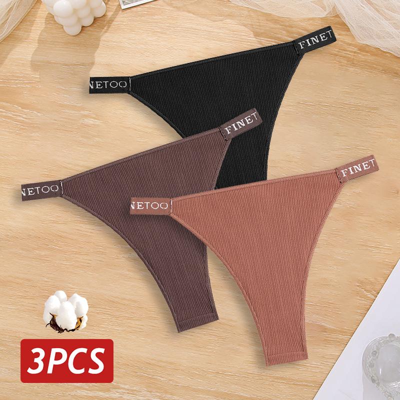 3 sztuki/zestaw bawełniane brazylijskie majtki damskie majtki seksowne majtki bikini z niskim stanem damskie jednolity kolor oddychająca bielizna M-XL