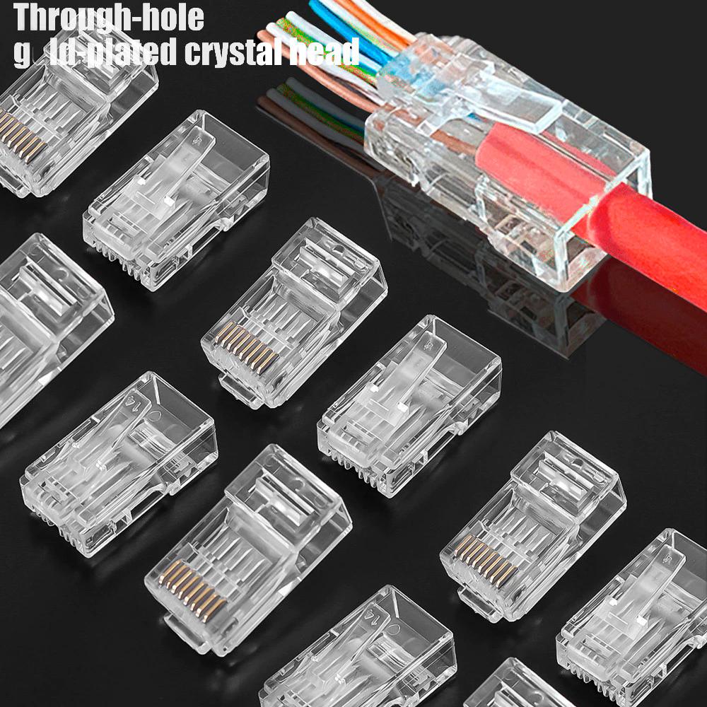 10/50 Stück RJ45 Ethernet-Kabel Modulstecker Netzwerkanschluss Trident Chip Netzwerkkabelkopf für Ethernet-Kabel Gigabit-Netzwerk