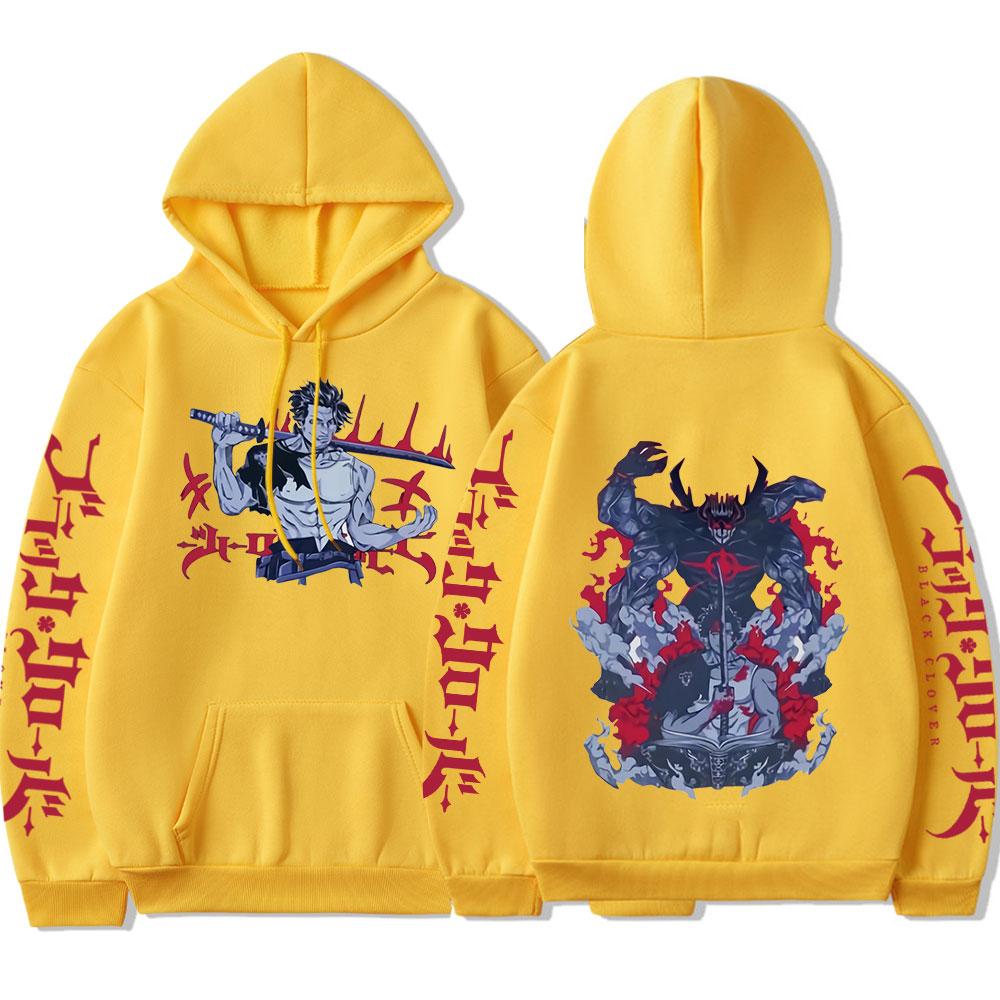 Black Clover Japanese Anime Graphic Hoodies Vintage Oversized Hooded Sweatshirt Long Sleeves Cotton Hoodie Men Women Clothes