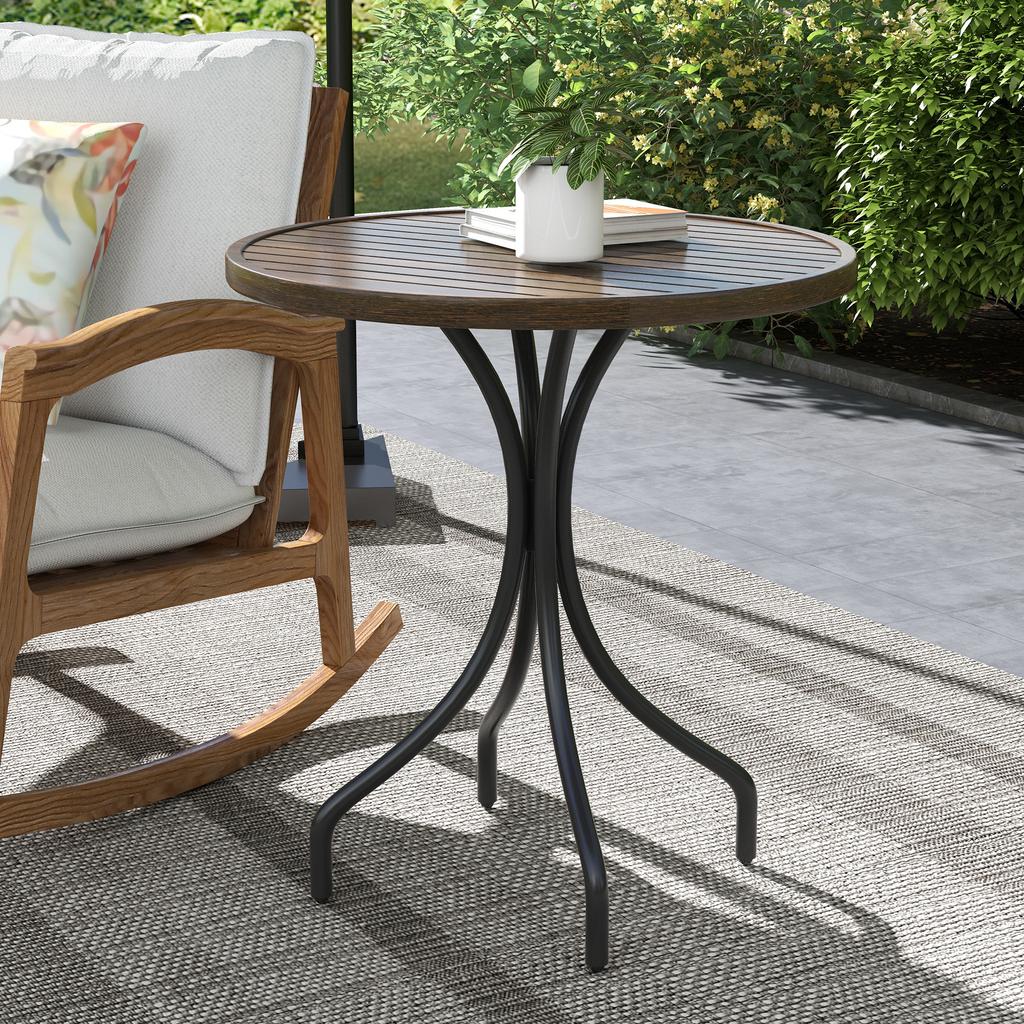 diameter 66cm Galvanised Steel Garden Table - Brown