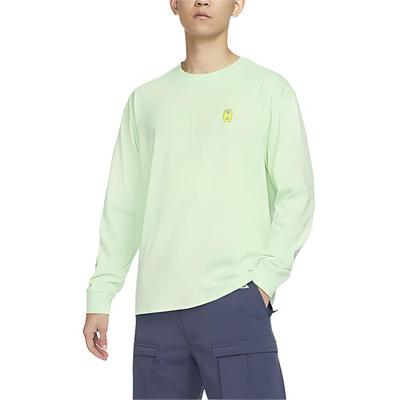 Bequemes Lässiges T-Shirt mit Fruchtdruck, Rundhalsausschnitt, Sportstrick, Langarm, Herren-Tops, Petrol FV3489-376