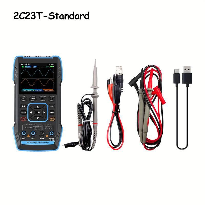 2C23T Handheld Digital Oscilloscope Multimeter + Function Signal Generator 2023 Latest 3in1 Dual Channel 10MHZ*2 50MS/s